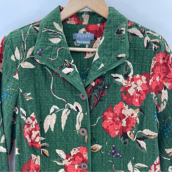 Koret 100% Cotton Floral Cottagecore Granny Core Button Front Blazer Size Medium - Picture 2 of 9